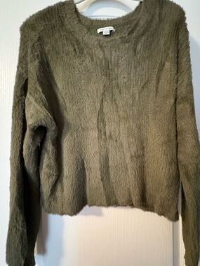 American Eagle Outfitters Olive Green Fuzzy Pullover